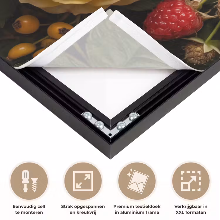 Bloemen - Boeket - Natuur - Klassiek - Geel Textielframe zwart klein -USP_feed_closeupNL