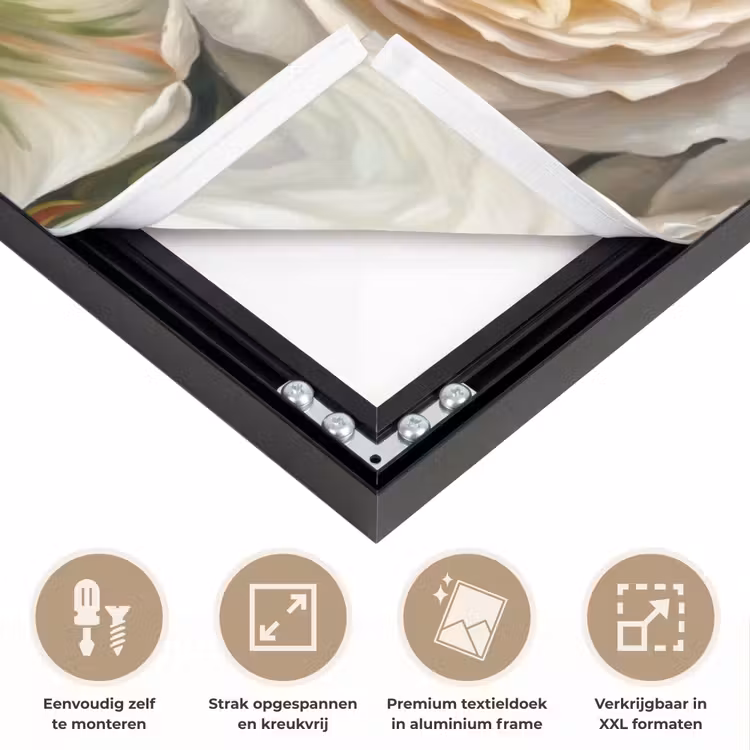 Bloemen - Boeket - Natuur - Klassiek - Kleurrijk Textielframe zwart klein -USP_feed_closeupNL