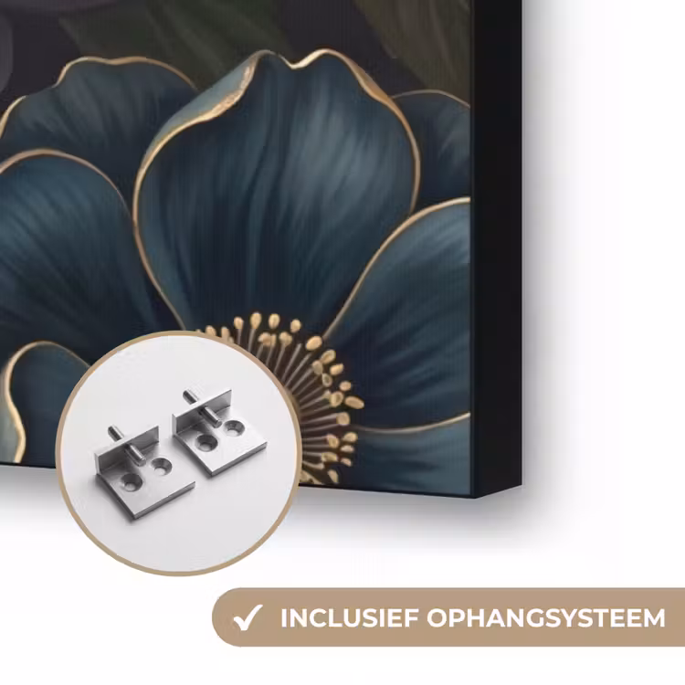 Bloemen - Boeket - Natuur - Klassiek - Weelderig Textielframe zwart klein -USP_ophangsysteemNL