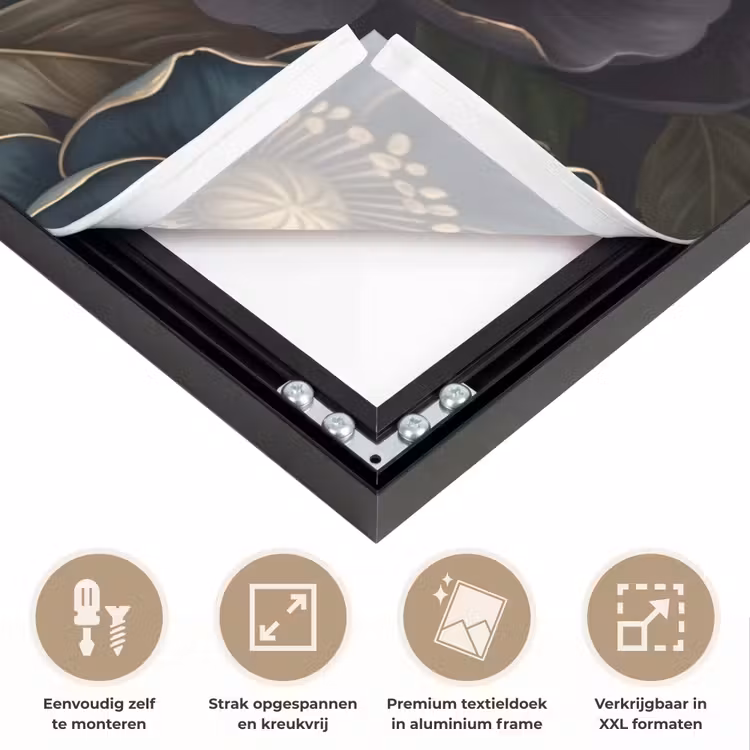 Bloemen - Boeket - Natuur - Klassiek - Weelderig Textielframe zwart klein -USP_feed_closeupNL