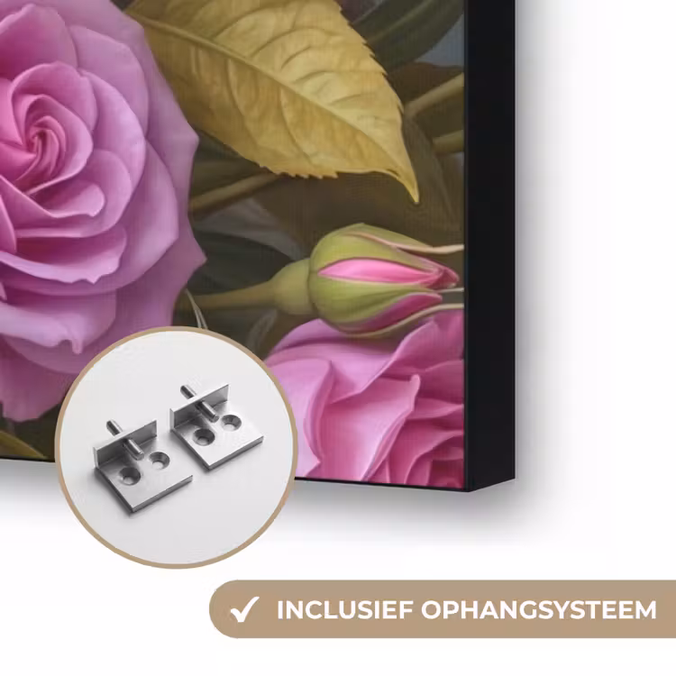 Bloemen - Boeket - Natuur - Kleurrijk - Modern Textielframe zwart klein -USP_ophangsysteemNL
