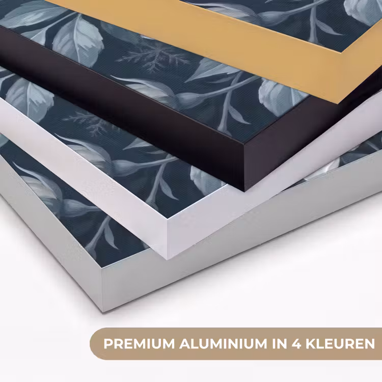 Bloemen - Boeket - Winter - Abstract - Blauw Textielframe zwart klein -USP_kleurenNL