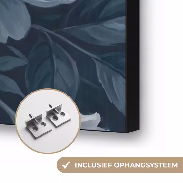Bloemen - Boeket - Winter - Abstract - Blauw Textielframe zwart klein -USP_ophangsysteemNL