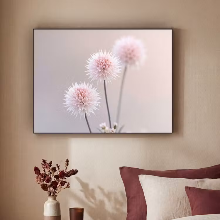 Bloemen - Bollen - Roze Textielframe zwart klein -sfeer1