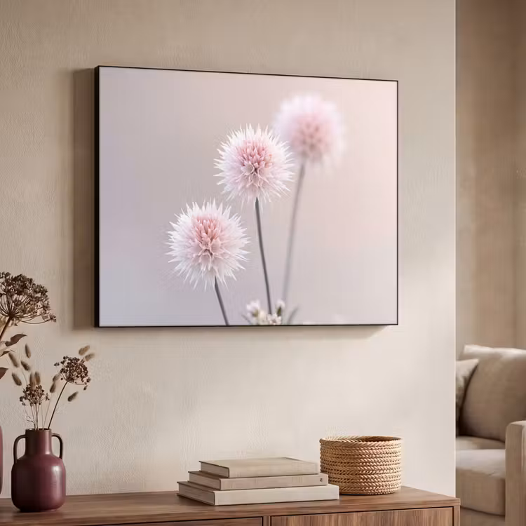 Bloemen - Bollen - Roze Textielframe zwart klein -sfeer3