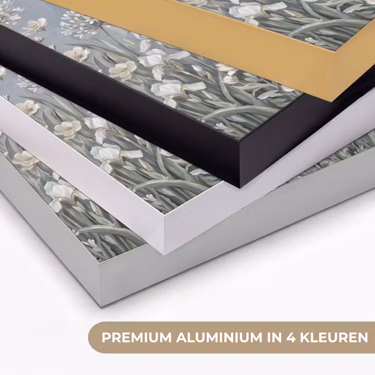 Bloemen - Botanisch - Blauw Textielframe zwart klein -USP_kleurenNL