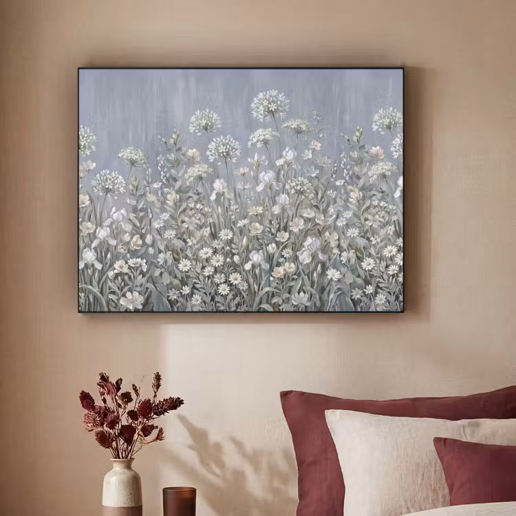 Bloemen - Botanisch - Blauw Textielframe zwart klein -sfeer1