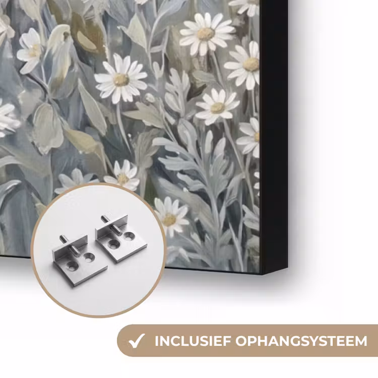 Bloemen - Botanisch - Blauw Textielframe zwart klein -USP_ophangsysteemNL