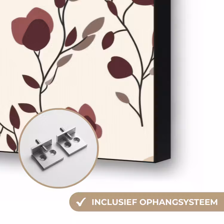 Bloemen - Botanisch - Bordeaux Textielframe zwart klein 947 -USP_ophangsysteemNL
