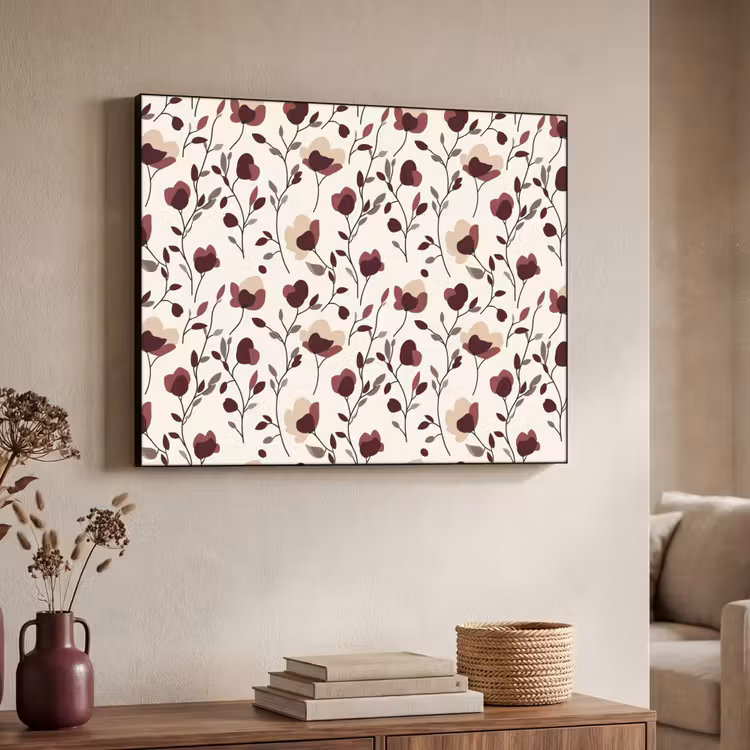 Bloemen - Botanisch - Bordeaux Textielframe zwart klein 947 -sfeer3
