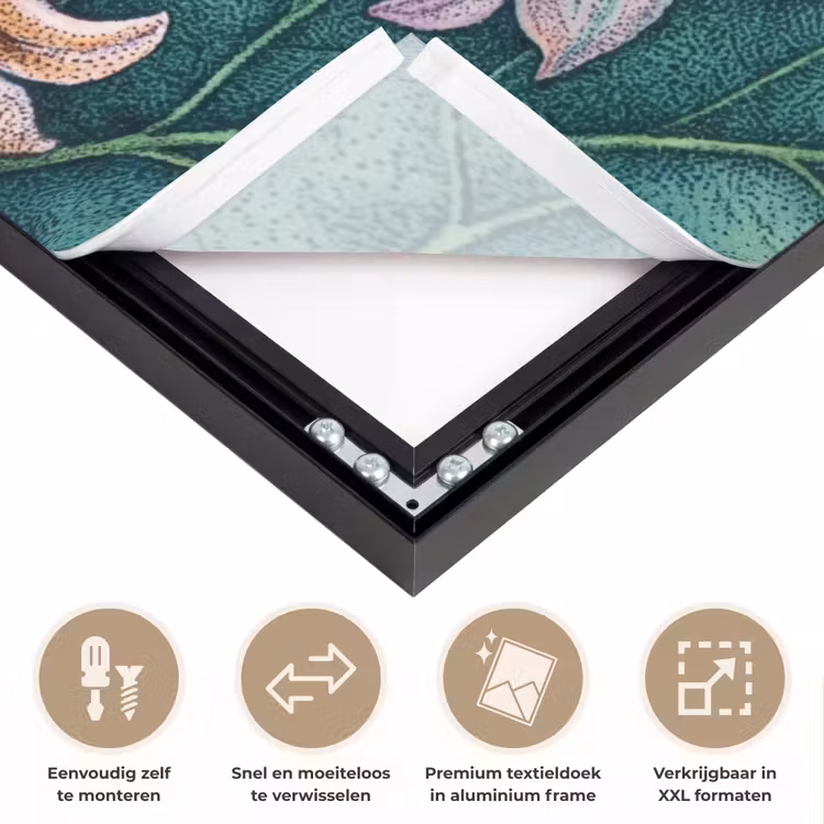 Art frame - Bloemen - Botanisch - Geel - Bloemen - Botanisch - Geel Textielframe zwart klein