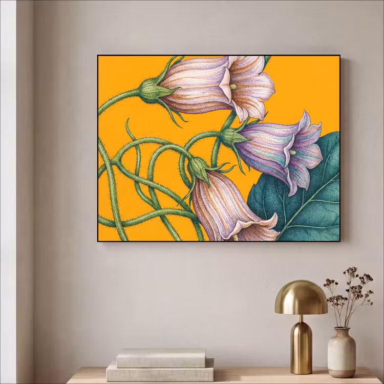 Art frame - Bloemen - Botanisch - Geel - Bloemen - Botanisch - Geel Textielframe zwart klein