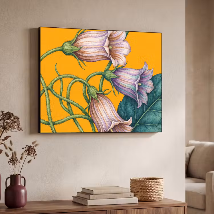 Art frame - Bloemen - Botanisch - Geel - Bloemen - Botanisch - Geel Textielframe zwart klein