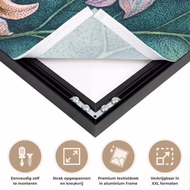 Art frame - Bloemen - Botanisch - Geel - Bloemen - Botanisch - Geel Textielframe zwart klein