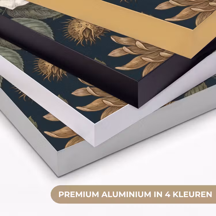 Bloemen - Botanisch - Illustratie - Donker - Vintage Textielframe zwart klein -USP_kleurenNL