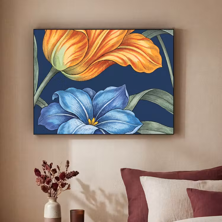 Art frame - Bloemen - Botanisch - Patroon - Bloemen - Botanisch - Patroon Textielframe zwart klein