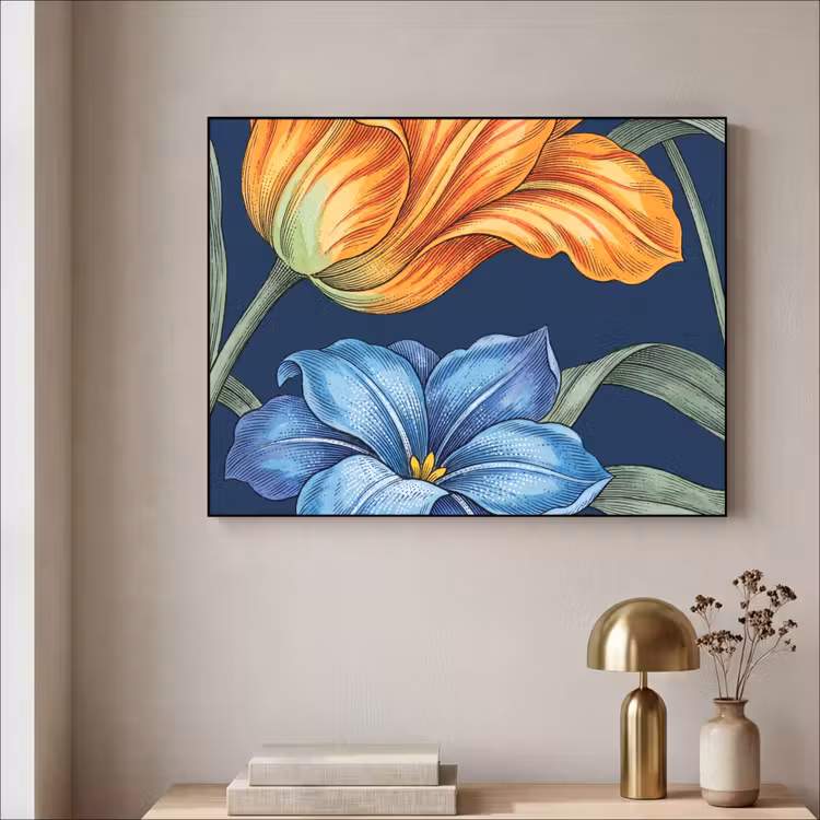 Art frame - Bloemen - Botanisch - Patroon - Bloemen - Botanisch - Patroon Textielframe zwart klein