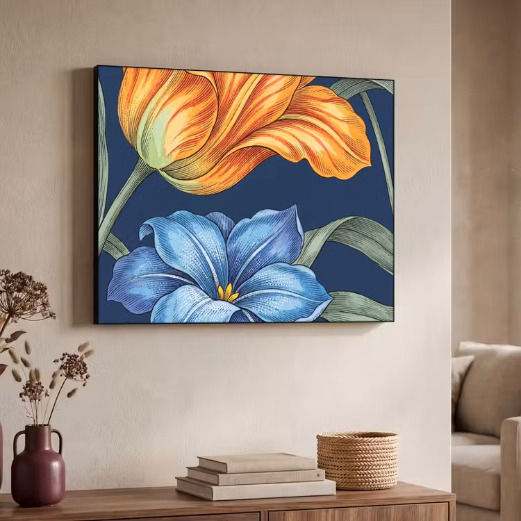 Art frame - Bloemen - Botanisch - Patroon - Bloemen - Botanisch - Patroon Textielframe zwart klein