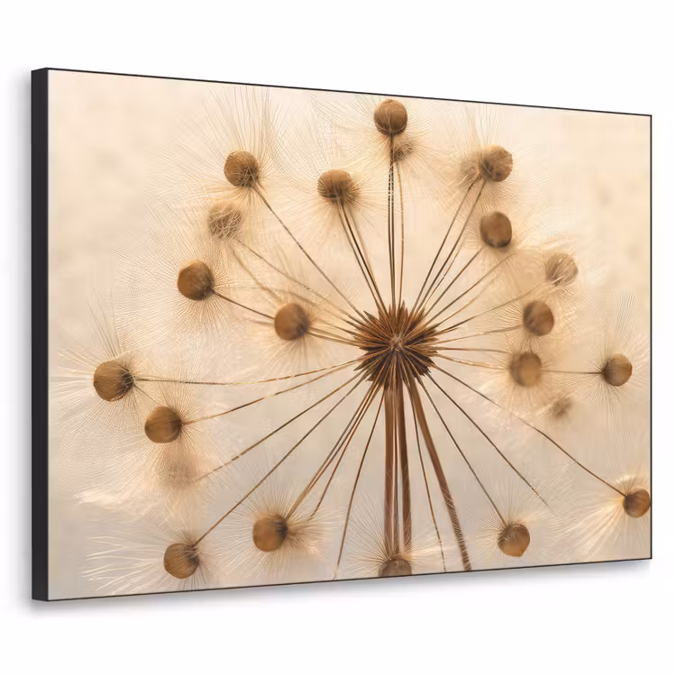 Bloemen - Bruin - Planten - Botanisch Textielframe zwart klein -3d