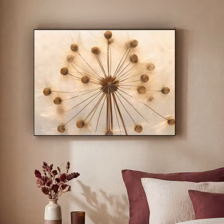 Bloemen - Bruin - Planten - Botanisch Textielframe zwart klein -sfeer1