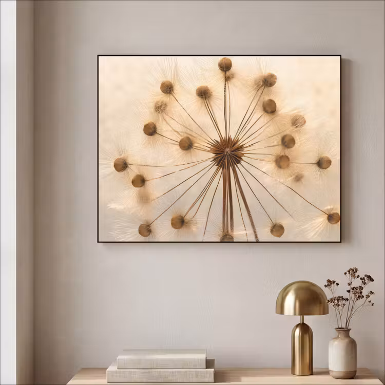 Bloemen - Bruin - Planten - Botanisch Textielframe zwart klein -sfeer2
