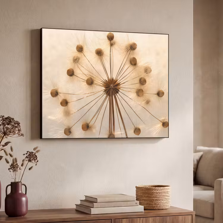 Bloemen - Bruin - Planten - Botanisch Textielframe zwart klein -sfeer3