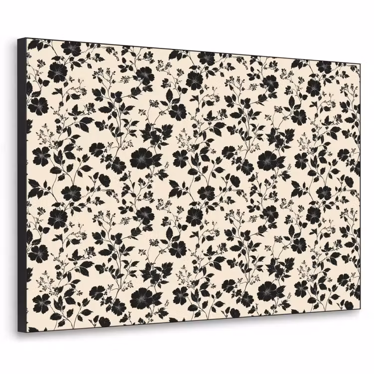 Bloemen - Dessin - Zwart Textielframe zwart klein 947 -3d