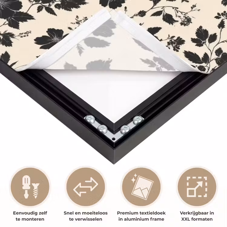 Bloemen - Dessin - Zwart Textielframe zwart klein 947 -USP_closeupNL
