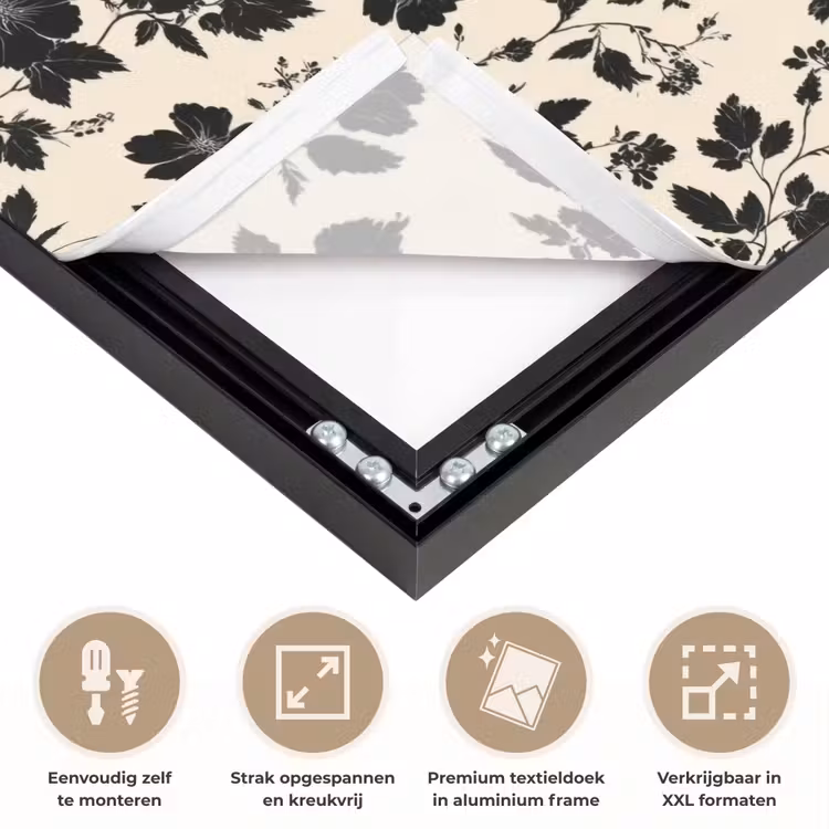 Bloemen - Dessin - Zwart Textielframe zwart klein 947 -USP_feed_closeupNL