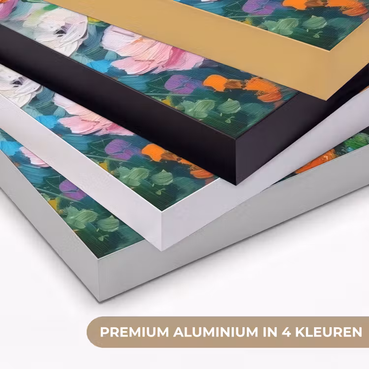 Bloemen explosie - Heldere kleuren - Vrolijk Textielframe zwart klein -USP_kleurenNL
