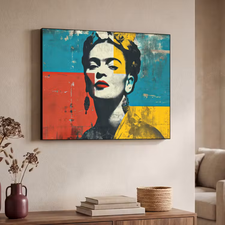 Bloemen - Felle kleuren - Grafisch - Modern Textielframe zwart klein -sfeer3
