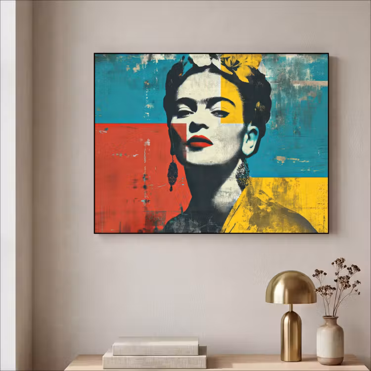 Bloemen - Felle kleuren - Grafisch - Modern Textielframe zwart klein -sfeer2