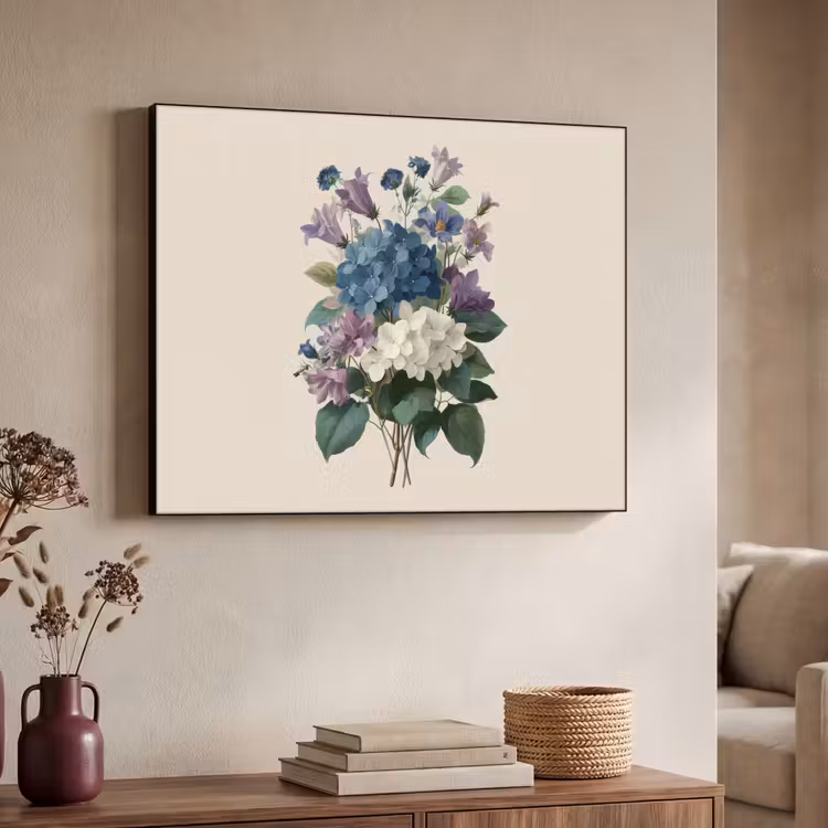 Bloemen - Gedetailleerd - Rust - Realistisch Textielframe - compleet frame klein -sfeer3