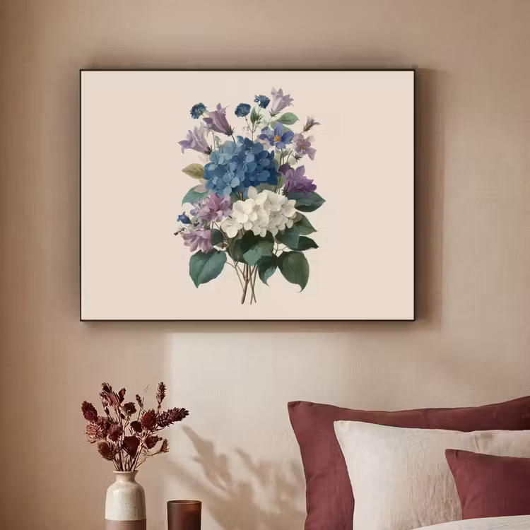 Bloemen - Gedetailleerd - Rust - Realistisch Textielframe zwart klein -sfeer1