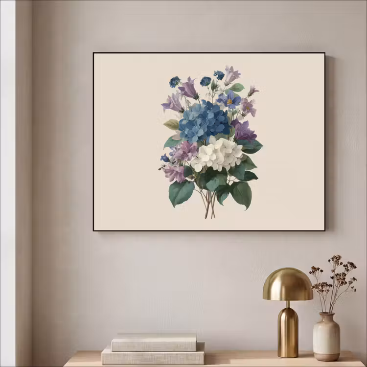 Bloemen - Gedetailleerd - Rust - Realistisch Textielframe - compleet frame klein -sfeer2