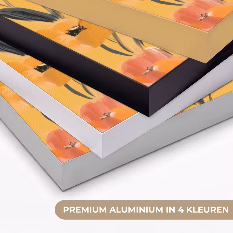 Bloemen - Geschilderd - Geel Textielframe zwart klein -USP_kleurenNL