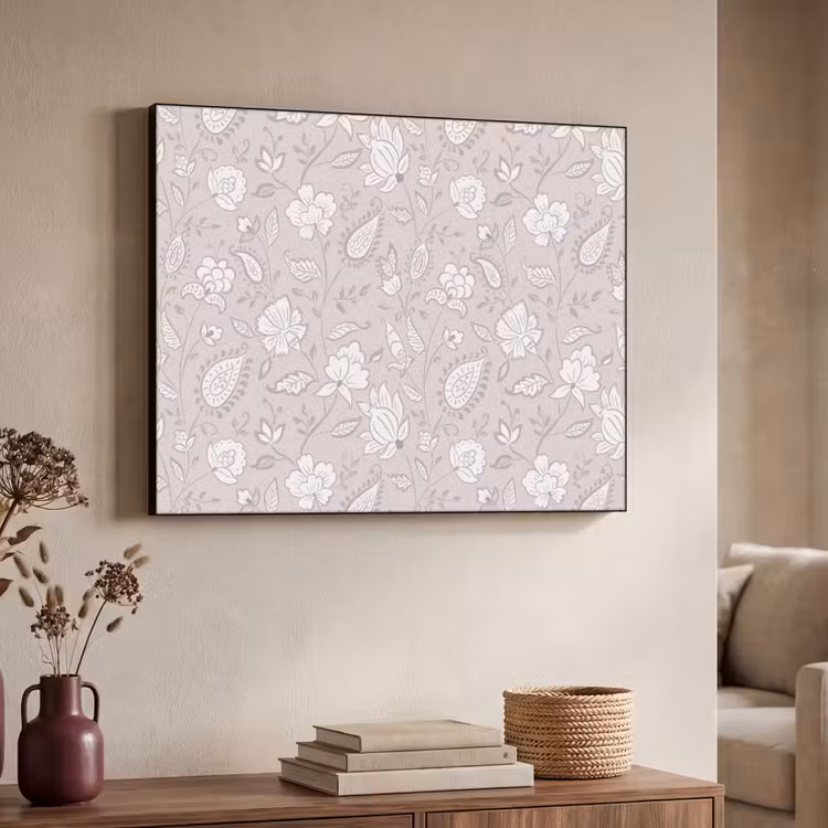 Bloemen - Getekend - Lavendel Textielframe zwart klein 947 -sfeer3