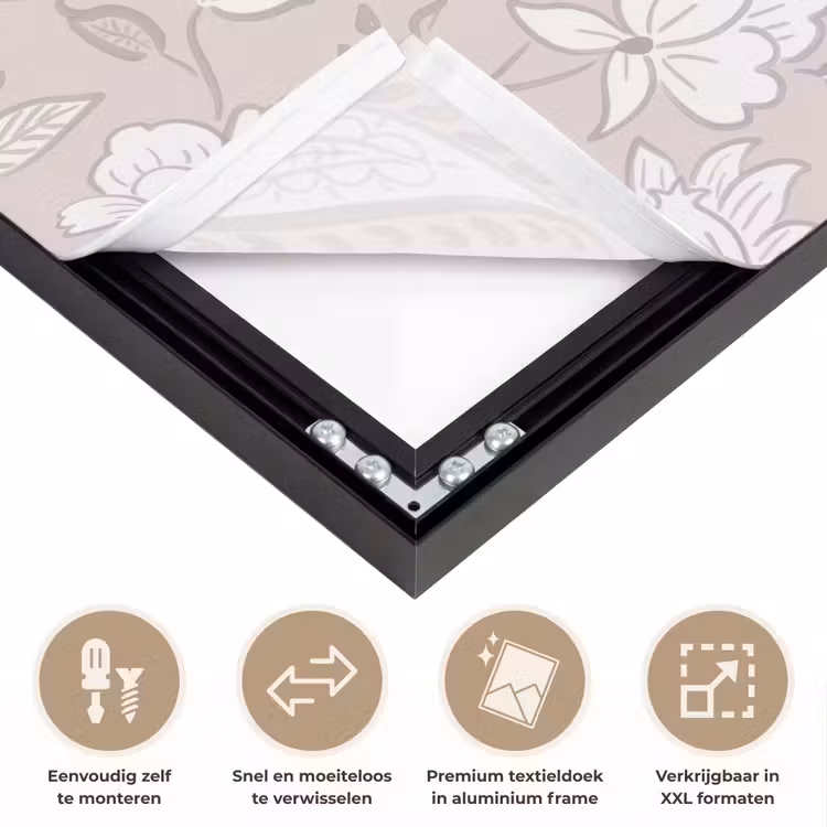 Bloemen - Getekend - Lavendel Textielframe zwart klein 947 -USP_closeupNL