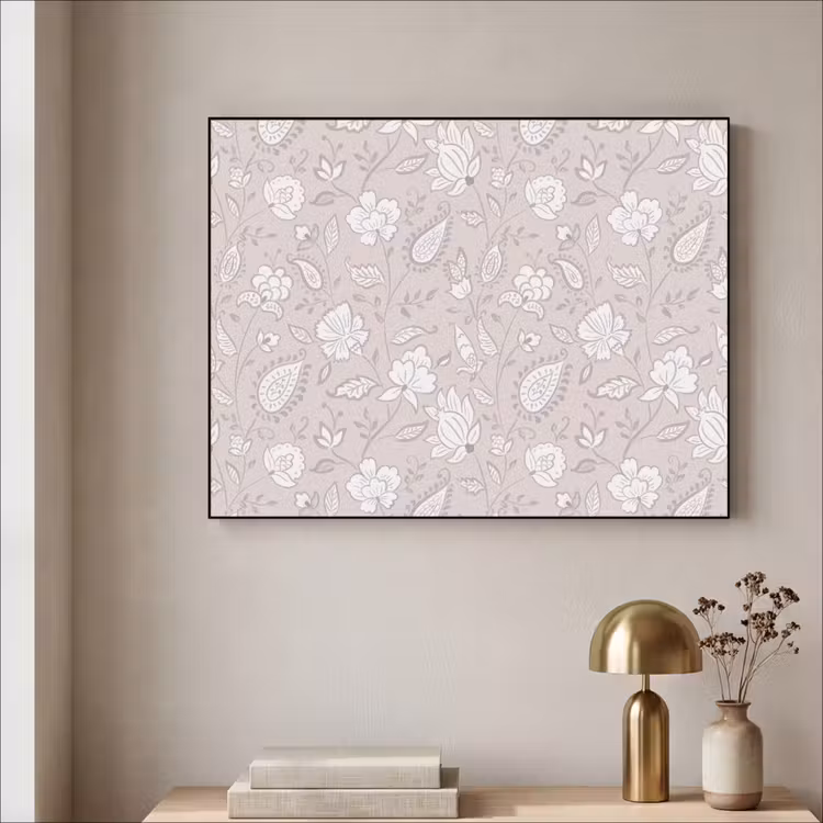 Bloemen - Getekend - Lavendel Textielframe zwart klein 947 -sfeer2