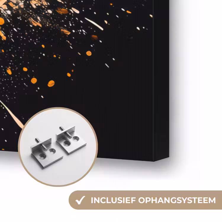 Bloemen - Goud - Graffiti - Zwart - Abstract Textielframe zwart klein -USP_ophangsysteemNL