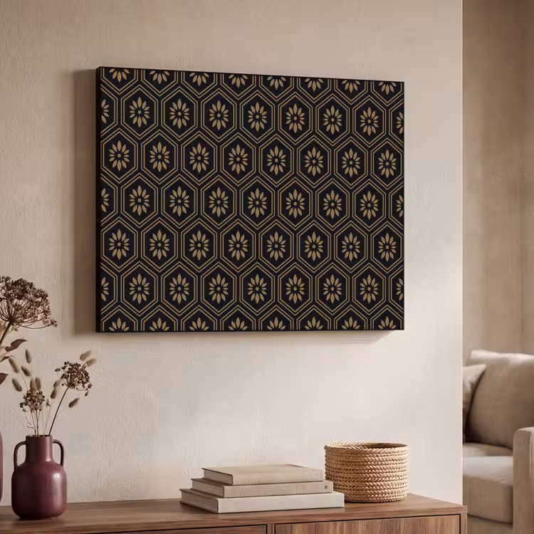 Bloemen - Goud - Hexagon Textielframe - compleet frame klein 947 -sfeer3