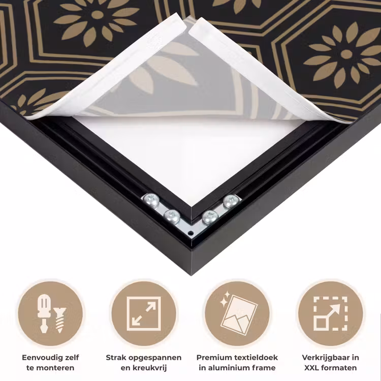 Bloemen - Goud - Hexagon Textielframe zwart klein 947 -USP_feed_closeupNL