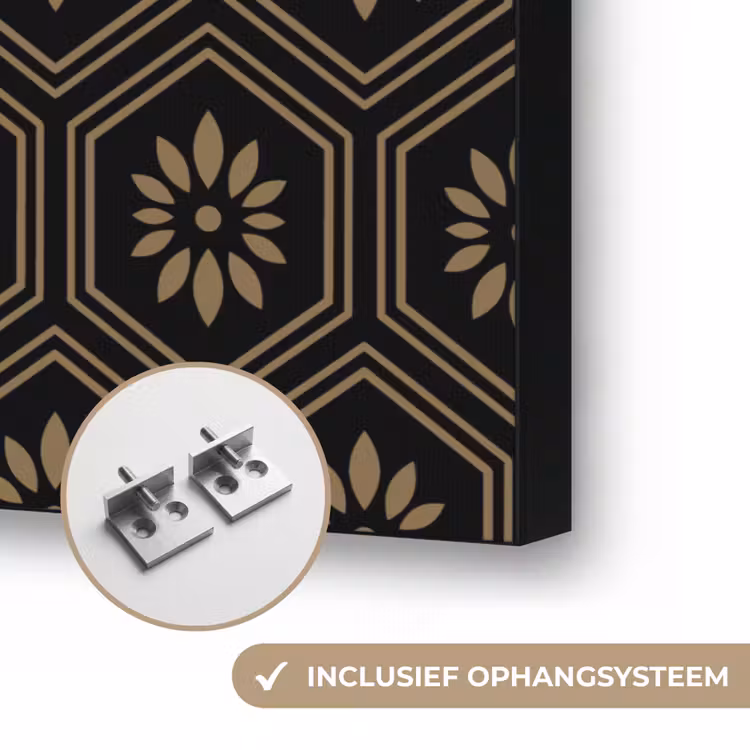Bloemen - Goud - Hexagon Textielframe zwart klein 947 -USP_ophangsysteemNL