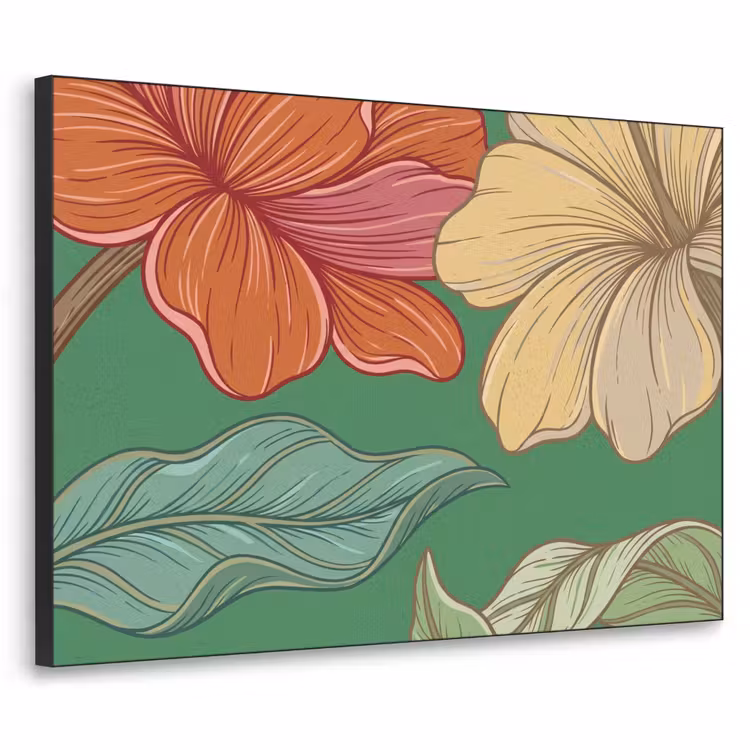 Art frame - Bloemen - Groen - Illustratie - Bloemen - Groen - Illustratie Textielframe zwart klein