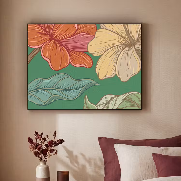 Art frame - Bloemen - Groen - Illustratie - Bloemen - Groen - Illustratie Textielframe zwart klein