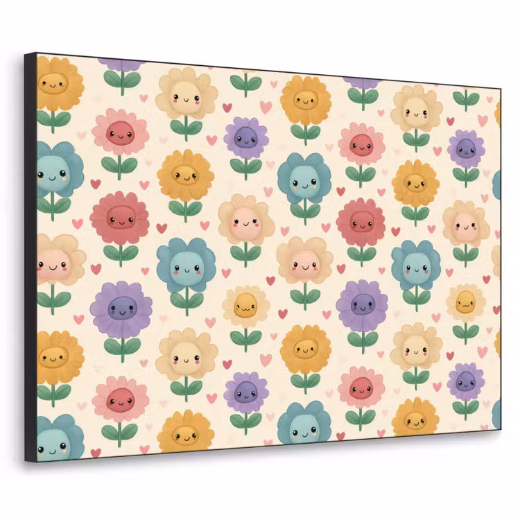Bloemen - Hartjes - Kleurrijk Textielframe zwart klein 947 -3d