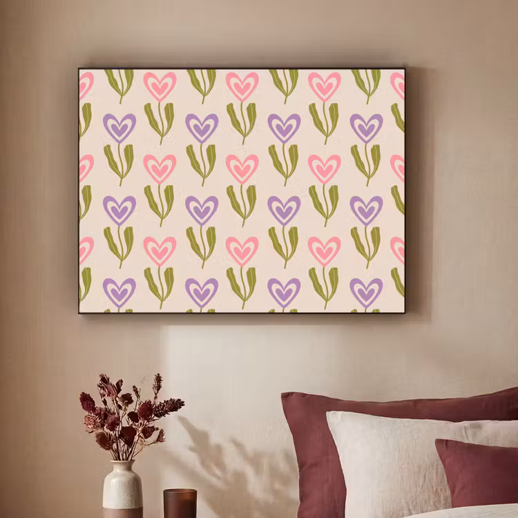 Bloemen - Hartjes - Patroon Textielframe zwart klein 947 -sfeer1