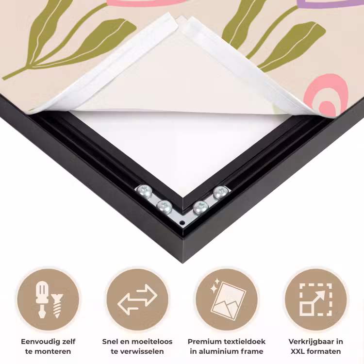 Bloemen - Hartjes - Patroon Textielframe zwart klein 947 -USP_closeupNL