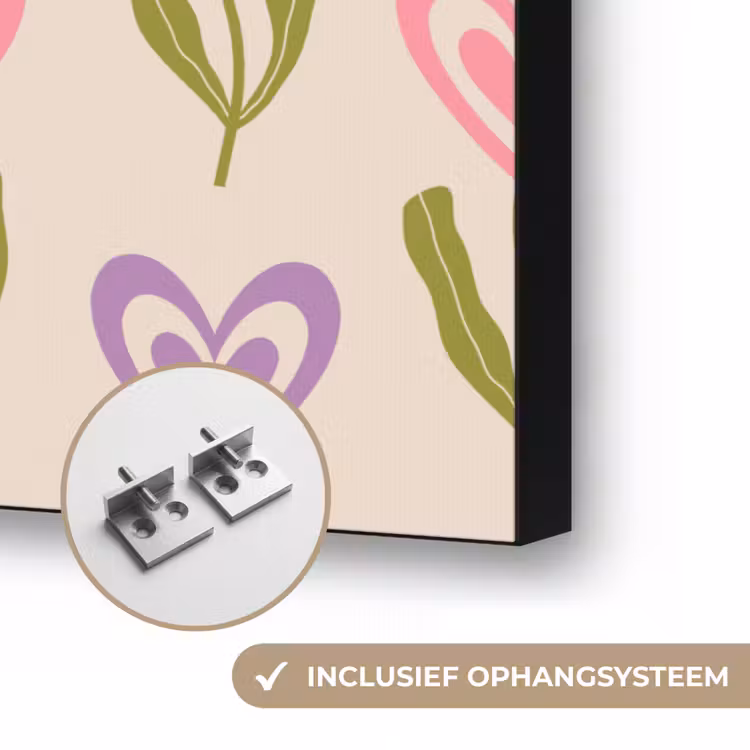 Bloemen - Hartjes - Patroon Textielframe zwart klein 947 -USP_ophangsysteemNL