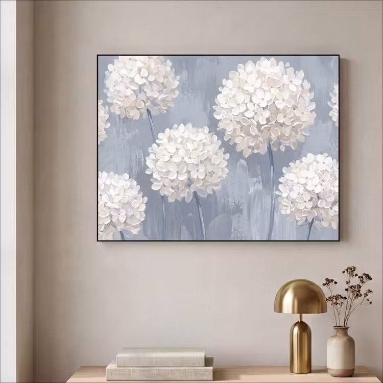 Bloemen - Illustratie - Blauw Textielframe zwart klein -sfeer2